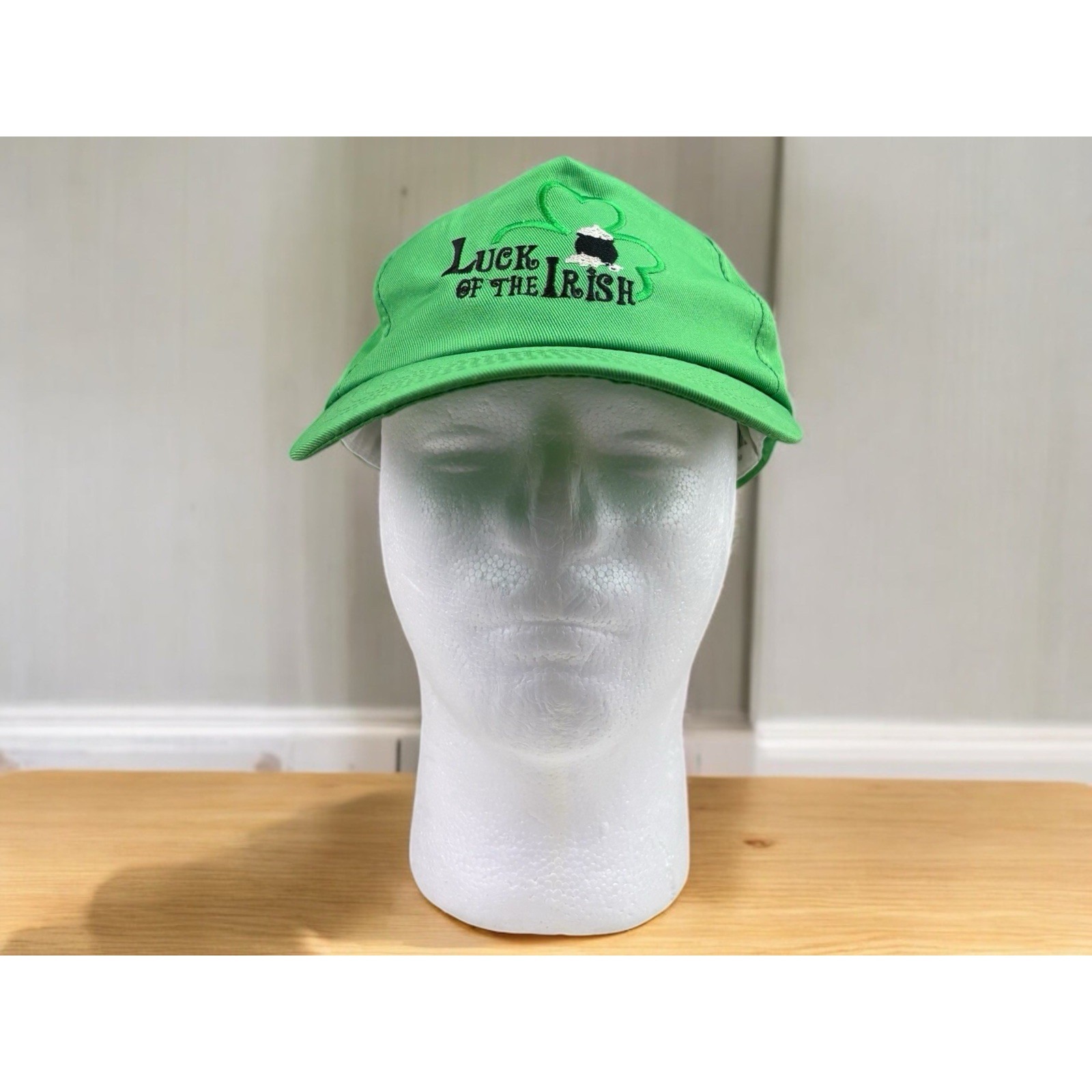 Vintage Luck Of The Irish Hat Snap Back St Patricks Day Green Cap Pot Of Gold